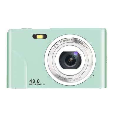 Digitalkamera med 48 MP, HD 1080p, 16x zoom, minnekort Grønn