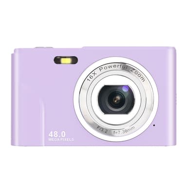 Digitalkamera med 48 MP, HD 1080p, 16x zoom, minnekort Lilla