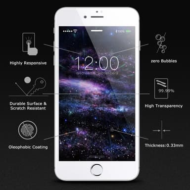Skjermbeskyttelse iPhone 8 Plus herdet glass / 3D heldekkende - hvit