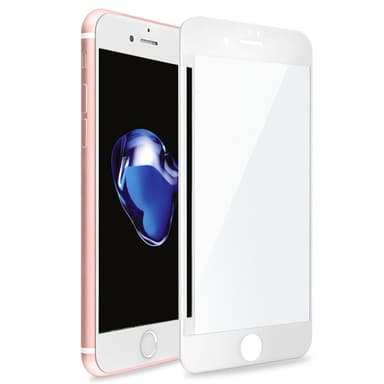 Skjermbeskyttelse iPhone 8 Plus herdet glass / 3D heldekkende - hvit