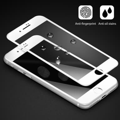 Skjermbeskyttelse iPhone 8 Plus herdet glass / 3D heldekkende - hvit