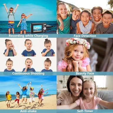 Digitalkamera med 48 MP, HD 1080p, 16x zoom, minnekort Sort