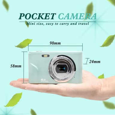 Digitalkamera med 48 MP, HD 1080p, 16x zoom, minnekort Sort