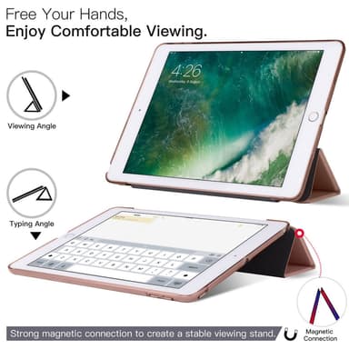 Smart deksel for iPad 9.7 tommer 2017 i rosegull-farget hardplast