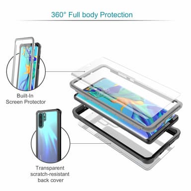 Huawei P30 Pro deksel med skjermbeskytter svart / grå
