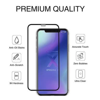 Skjermbeskytter iPhone XR Herdet Glass Svart