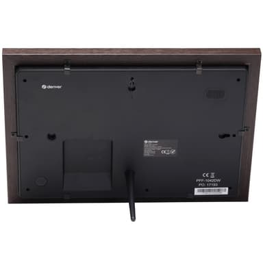 DENVER PFF-1042DW 10.1” digital Wi-Fi fotoram med FRAMEO programvara. Ram i mörkt trä.