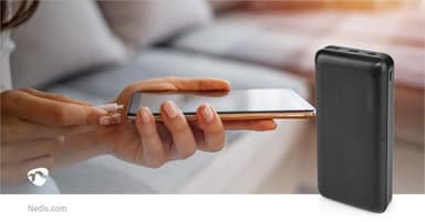Nedis Power Bank | 20000 mAh | 1.5 / 2.0 / 3.0 A | Antall utganger: 2 | Utgangstilkobling: 1x USB-A / 1x USB-C™ | Inngangstilkobling: 1x Micro USB / 1x USB-C™ | PD2.0 18W | Lithium-Polymer