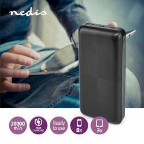 Nedis Power Bank | 20000 mAh | 1.5 / 2.0 / 3.0 A | Antall utganger: 2 | Utgangstilkobling: 1x USB-A / 1x USB-C™ | Inngangstilkobling: 1x Micro USB / 1x USB-C™ | PD2.0 18W | Lithium-Polymer