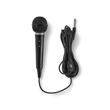 Nedis Wired mikrofon | Kardioid | Fast kabel | 5.00 m | 80 Hz - 12 kHz | 600 Ohm | -75 dB | Av/på-bryter | ABS | Sort