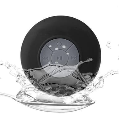 Vanntett Bluetooth-høyttaler med sugekopp (svart)