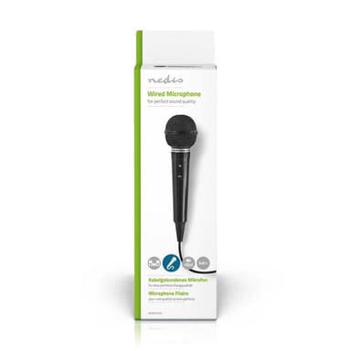 Nedis Wired mikrofon | Kardioid | Fast kabel | 5.00 m | 80 Hz - 12 kHz | 600 Ohm | -75 dB | Av/på-bryter | ABS | Sort