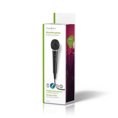 Nedis Wired mikrofon | Kardioid | Fast kabel | 5.00 m | 80 Hz - 12 kHz | 600 Ohm | -75 dB | Av/på-bryter | ABS | Sort