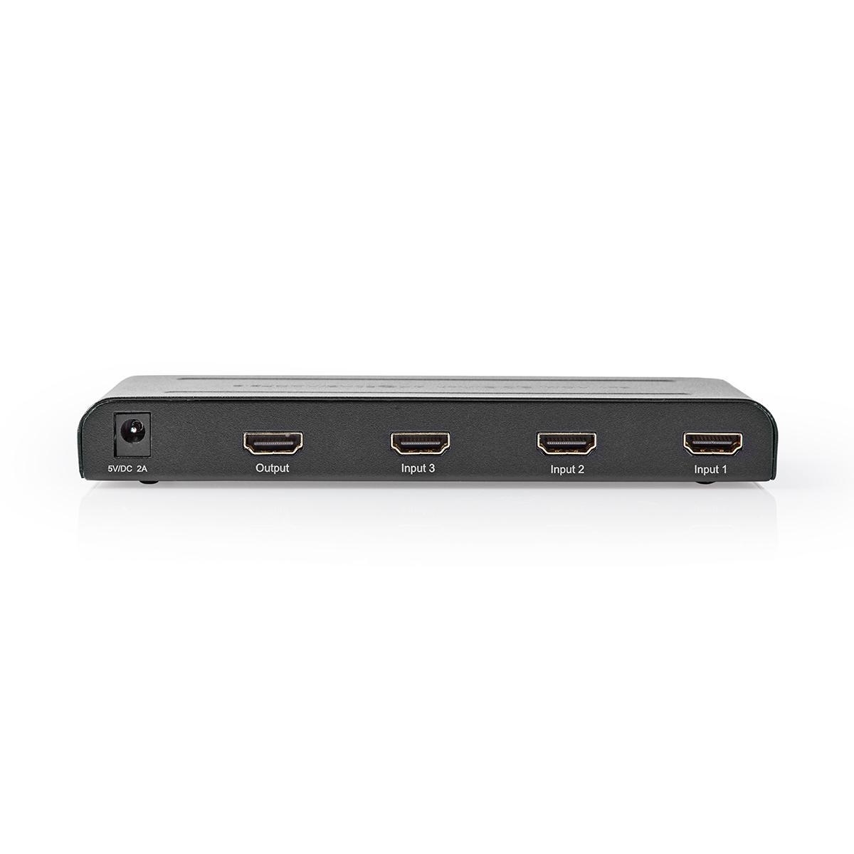 Nedis HDMI ™ Switch | 3-Port port(s) | 3x HDMI™ Inngang | 1x HDMI ™ -utgang | 4K@60Hz | 18 Gbps | Fjernstyrtkontrolert | Metall | Antrasitt