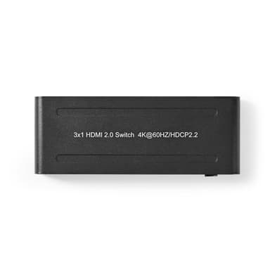 Nedis HDMI ™ Switch | 3-Port port(s) | 3x HDMI™ Inngang | 1x HDMI ™ -utgang | 4K@60Hz | 18 Gbps | Fjernstyrtkontrolert | Metall | Antrasitt