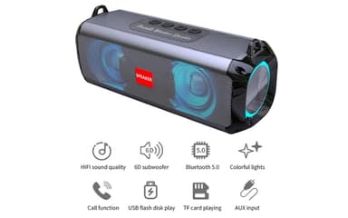 Trådløs LED Bluetooth-høyttaler, svart