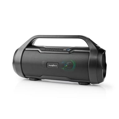 Nedis Bluetooth® Party Boombox | 6 timer | 2.0 | 120 W | Media avspilling: AUX / Micro SD / USB | IPX5 | Linkable | Bære håndtak | Party lys | Sort