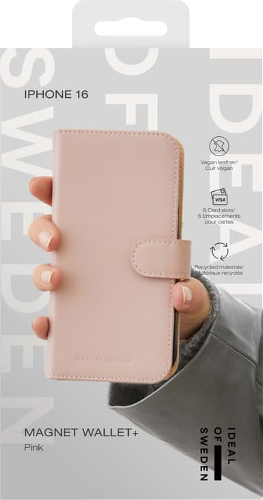 Ideal of Sweden Magnet Wallet+ iPhone 16 lommebokdeksel (rosa)