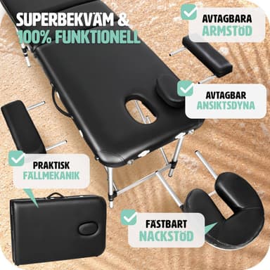 Massasjebenk i aluminium med 2 soner - svart
