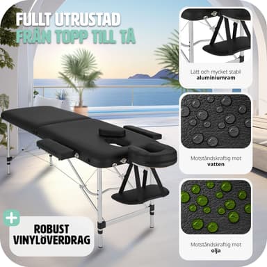 Massasjebenk i aluminium med 2 soner - svart