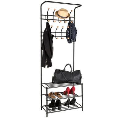 Garderobe med 3 skohyller - svart