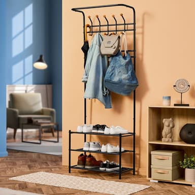 Garderobe med 3 skohyller - svart