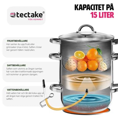 Saftkoker 15 liter - 4 kg kapasitet - sølv