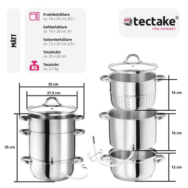Saftkoker 15 liter - 4 kg kapasitet - sølv