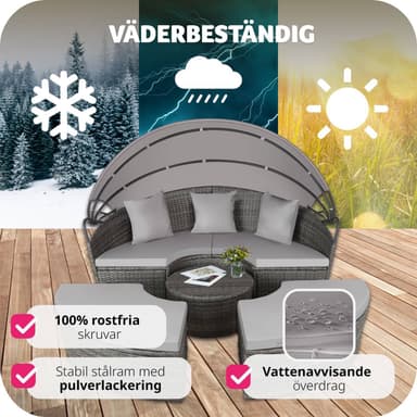 Solseng poly rotting - soløy Santorin - grå