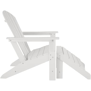Hagestol med fotskammel Adirondack-Design - hvit
