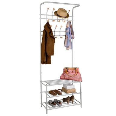 Garderobe med 3 skohyller - hvit