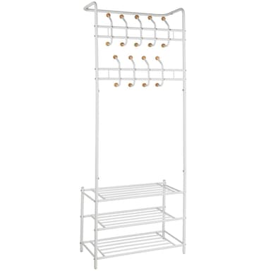 Garderobe med 3 skohyller - hvit