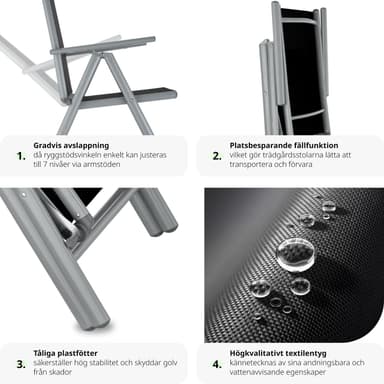 2 stk Aluminium hagestoler - sølv