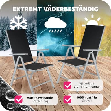 2 stk Aluminium hagestoler - sølv