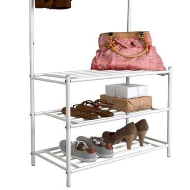 Garderobe med 3 skohyller - hvit