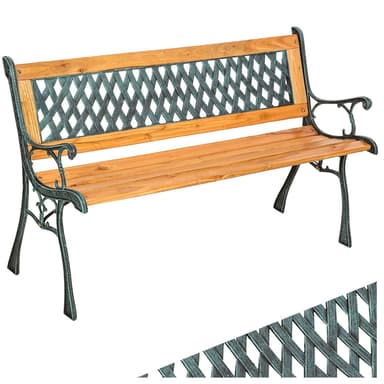 Hagebenk Tamara 2-seter av tre og støpejern 128x51x73cm - brun