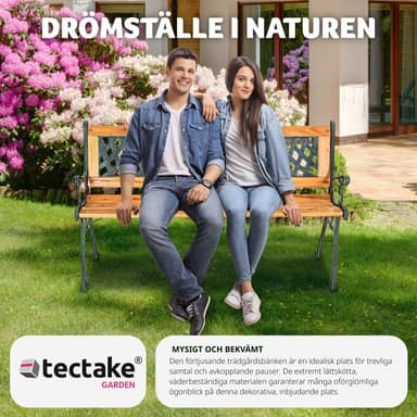 Hagebenk Tamara 2-seter av tre og støpejern 128x51x73cm - brun