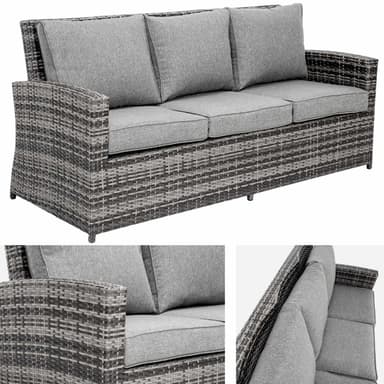 Rottingsett Miami med sofa - svart/grå