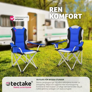 2 campingstoler med polstring - blå