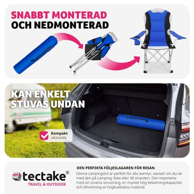2 campingstoler med polstring - blå