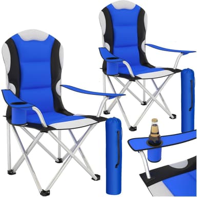 2 campingstoler med polstring - blå