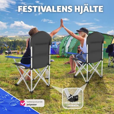 2 campingstoler med polstring - blå