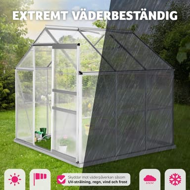Aluminium Drivhus med fundament - 190 x 185 x 195 cm