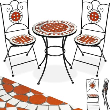 Hagemøbler cafe-sett mosaikk 2 stoler + bord, 60 cm diameter - brun