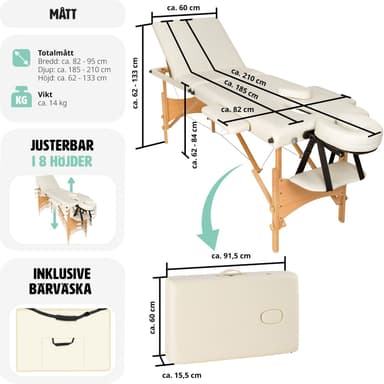 3-sone massasjebenk Daniel - beige