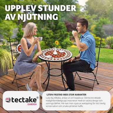Hagemøbler cafe-sett mosaikk 2 stoler + bord, 60 cm diameter - brun