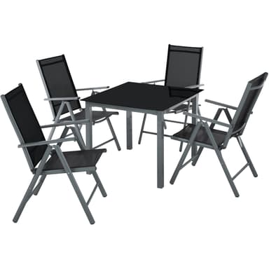 Aluminium hagebord med stoler - Hagemøbler 4+1 - mørkegrå
