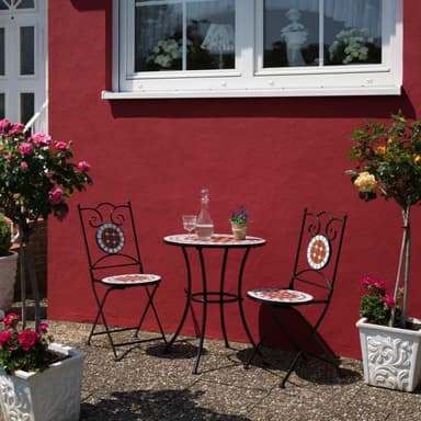 Hagemøbler cafe-sett mosaikk 2 stoler + bord, 60 cm diameter - brun