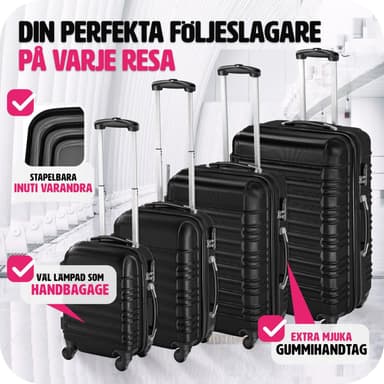 Koffert sett 4 deler hardcase - svart