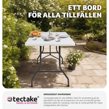 Campingbord sammenleggbart - 183x76x74cm - hvit
